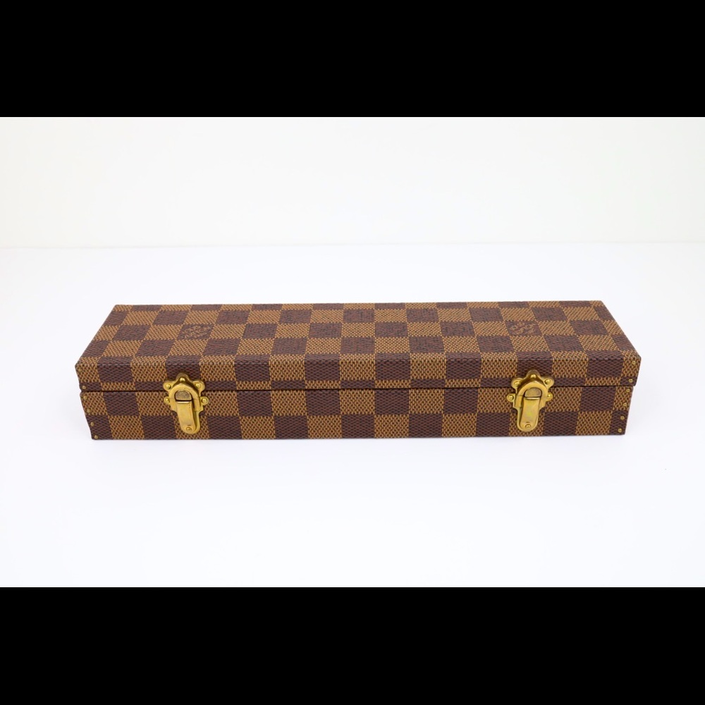 RARE Louis Vuitton Bracelet Watch Necklace Jewelry Hard Trunk Damier Ebene Case